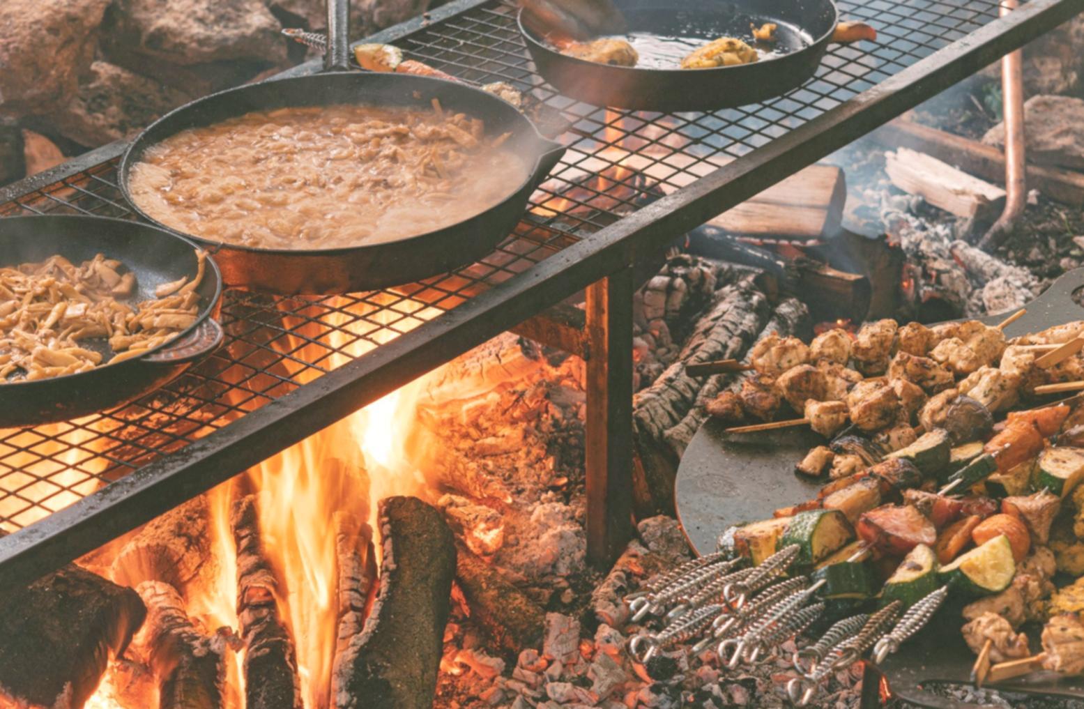 Professional event food preparation showcasing fresh ingredients and culinary expertise